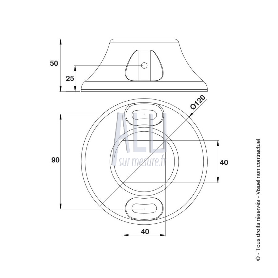 socle arrêt poussoir pour portail battant (sans tube)